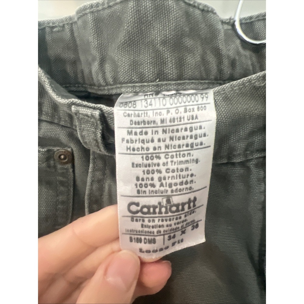 Carhartt Loose Original Fit Canvas Carpenter Utility Pants Gray 34x36 - Picture 4 of 8